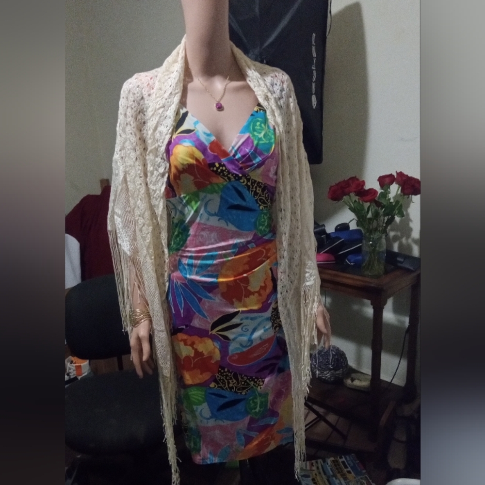 Lauren Ralph Lauren colorful tropical floral faux wrap bodycon dress size M NWOT - Picture 5 of 14